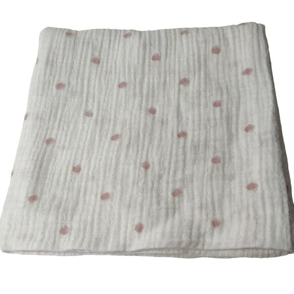 Aden + Anais Muslin Swaddle Blanket White Pink Polka Dot Cotton 42.5 x 40.5 inch - Picture 1 of 6
